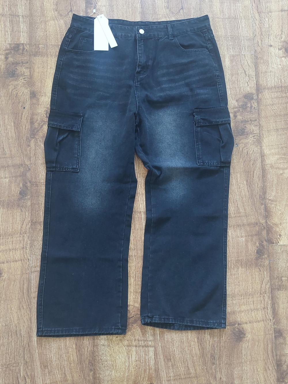 Women's Black Cargo Jeans - Classic Utility Style Wow Brand Korean XXL